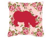 Rhinoceros Shabby Chic Pink Roses Fabric Decorative Pillow BB1006 RS PK PW1414