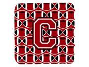 Set of 4 Letter C Football Red Black and White Foam Coasters Set of 4 CJ1073 CFC