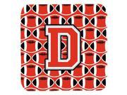 Set of 4 Letter D Football Scarlet and Grey Foam Coasters Set of 4 CJ1067 DFC