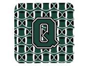 Set of 4 Letter Q Football Green and White Foam Coasters Set of 4 CJ1071 QFC