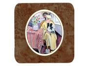 Set of 4 Lady with her Papillon Foam Coasters 7069FC