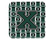 Set of 4 Letter X Football Green and White Foam Coasters Set of 4 CJ1071 XFC