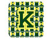 Set of 4 Letter K Football Green and Yellow Foam Coasters Set of 4 CJ1075 KFC