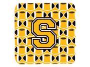 Set of 4 Letter S Football Black Old Gold and White Foam Coasters Set of 4 CJ1080 SFC