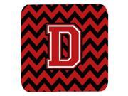 Set of 4 Letter D Chevron Black and Red Foam Coasters Set of 4 CJ1047 DFC