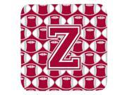 Set of 4 Letter Z Football Crimson grey and white Foam Coasters Set of 4 CJ1065 ZFC