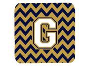Set of 4 Letter G Chevron Navy Blue and Gold Foam Coasters Set of 4 CJ1057 GFC