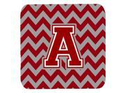 Set of 4 Letter A Chevron Maroon and White Foam Coasters Set of 4 CJ1049 AFC
