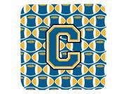 Set of 4 Letter C Football Blue and Gold Foam Coasters Set of 4 CJ1077 CFC