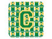Set of 4 Letter C Football Green and Gold Foam Coasters Set of 4 CJ1069 CFC