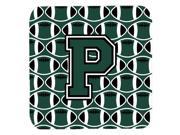 Set of 4 Letter P Football Green and White Foam Coasters Set of 4 CJ1071 PFC