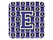 Set of 4 Letter E Football Purple and White Foam Coasters Set of 4 CJ1068 EFC