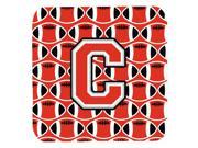 Set of 4 Letter C Football Scarlet and Grey Foam Coasters Set of 4 CJ1067 CFC