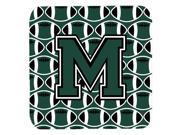 Set of 4 Letter M Football Green and White Foam Coasters Set of 4 CJ1071 MFC
