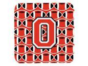 Set of 4 Letter O Football Scarlet and Grey Foam Coasters Set of 4 CJ1067 OFC