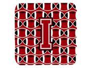 Set of 4 Letter I Football Red Black and White Foam Coasters Set of 4 CJ1073 IFC