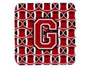 Set of 4 Letter G Football Red Black and White Foam Coasters Set of 4 CJ1073 GFC