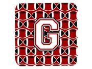 Set of 4 Letter G Football Cardinal and White Foam Coasters Set of 4 CJ1082 GFC