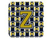 Set of 4 Letter Z Football Blue and Gold Foam Coasters Set of 4 CJ1074 ZFC