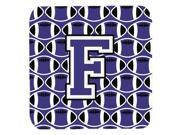 Set of 4 Letter F Football Purple and White Foam Coasters Set of 4 CJ1068 FFC