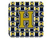 Set of 4 Letter H Football Blue and Gold Foam Coasters Set of 4 CJ1074 HFC