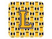 Set of 4 Letter L Football Black Old Gold and White Foam Coasters Set of 4 CJ1080 LFC