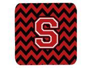 Set of 4 Letter S Chevron Black and Red Foam Coasters Set of 4 CJ1047 SFC