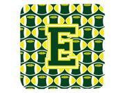 Set of 4 Letter E Football Green and Yellow Foam Coasters Set of 4 CJ1075 EFC