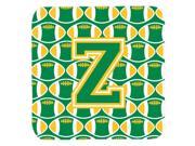 Set of 4 Letter Z Football Green and Gold Foam Coasters Set of 4 CJ1069 ZFC