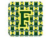 Set of 4 Letter F Football Green and Yellow Foam Coasters Set of 4 CJ1075 FFC