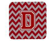 Set of 4 Letter D Chevron Maroon and White Foam Coasters Set of 4 CJ1049 DFC