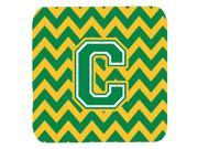 Set of 4 Letter C Chevron Green and Gold Foam Coasters Set of 4 CJ1059 CFC
