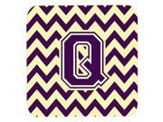Set of 4 Letter Q Chevron Purple and Gold Foam Coasters Set of 4 CJ1058 QFC