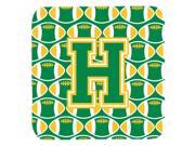 Set of 4 Letter H Football Green and Gold Foam Coasters Set of 4 CJ1069 HFC