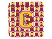 Set of 4 Letter C Football Maroon and Gold Foam Coasters Set of 4 CJ1081 CFC