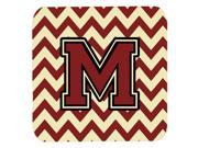 Set of 4 Letter M Chevron Maroon and Gold Foam Coasters Set of 4 CJ1061 MFC