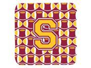 Set of 4 Letter S Football Maroon and Gold Foam Coasters Set of 4 CJ1081 SFC
