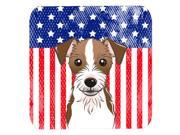 Set of 4 American Flag and Jack Russell Terrier Foam Coasters BB2132FC