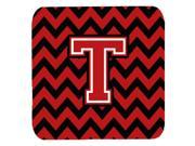 Set of 4 Letter T Chevron Black and Red Foam Coasters Set of 4 CJ1047 TFC