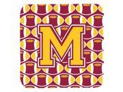 Set of 4 Letter M Football Maroon and Gold Foam Coasters Set of 4 CJ1081 MFC