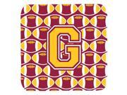 Set of 4 Letter G Football Maroon and Gold Foam Coasters Set of 4 CJ1081 GFC