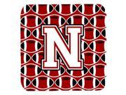 Set of 4 Letter N Football Cardinal and White Foam Coasters Set of 4 CJ1082 NFC