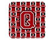 Set of 4 Letter Q Football Red Black and White Foam Coasters Set of 4 CJ1073 QFC