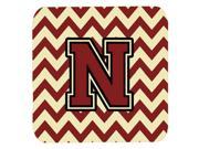Set of 4 Letter N Chevron Maroon and Gold Foam Coasters Set of 4 CJ1061 NFC