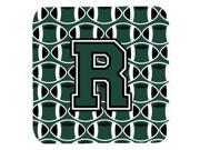 Set of 4 Letter R Football Green and White Foam Coasters Set of 4 CJ1071 RFC