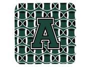 Set of 4 Letter A Football Green and White Foam Coasters Set of 4 CJ1071 AFC