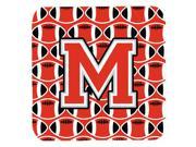 Set of 4 Letter M Football Scarlet and Grey Foam Coasters Set of 4 CJ1067 MFC