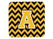 Set of 4 Letter A Chevron Black and Gold Foam Coasters Set of 4 CJ1053 AFC