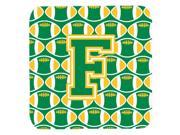Set of 4 Letter F Football Green and Gold Foam Coasters Set of 4 CJ1069 FFC