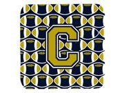 Set of 4 Letter C Football Blue and Gold Foam Coasters Set of 4 CJ1074 CFC